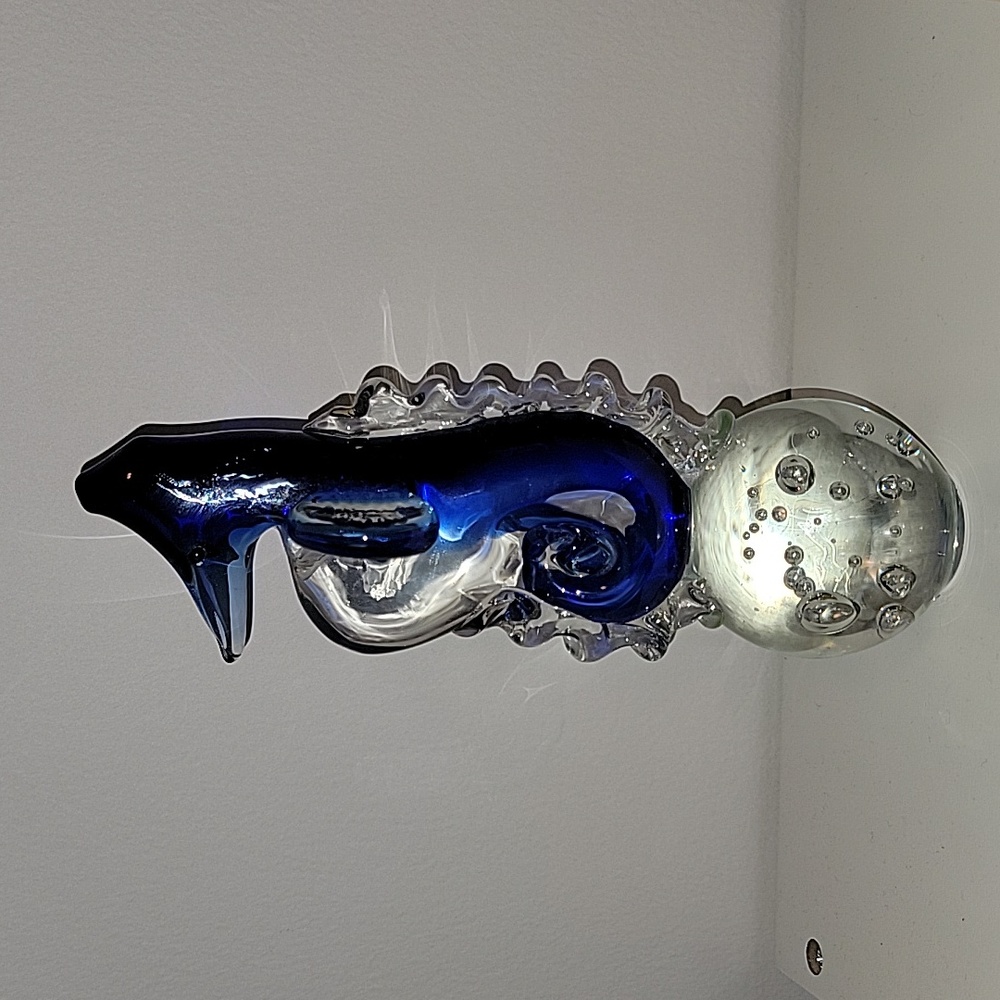 Vintage handblown glass seahorse paperweight